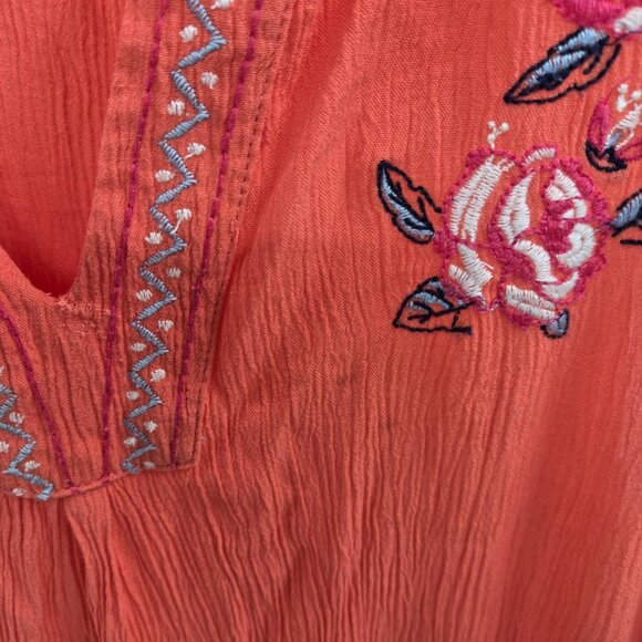 Kelly Renee Orange Sleeveless Embroidered Boho Blouse Size 2x 20-22w - Picture 10 of 10